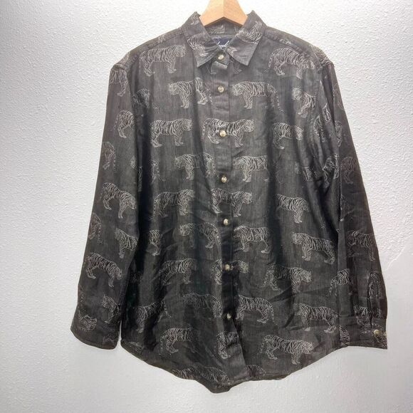 Angelique Made In Heaven Dress Shirt Tiger safari Print Womens unisex size M - Picture 4 of 11